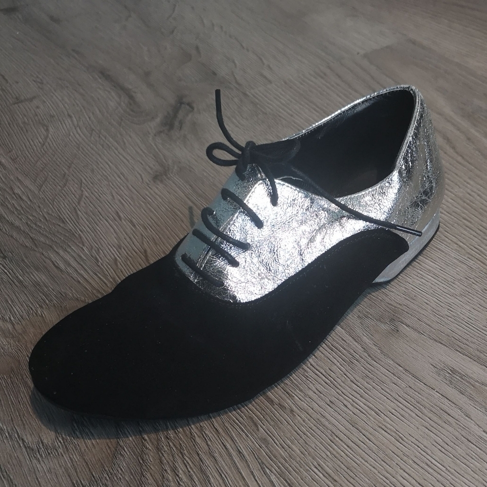 20s Vintage Style Jessica Jones Two-Tone Silver Metallic Custom Jazz Dance Shoes
